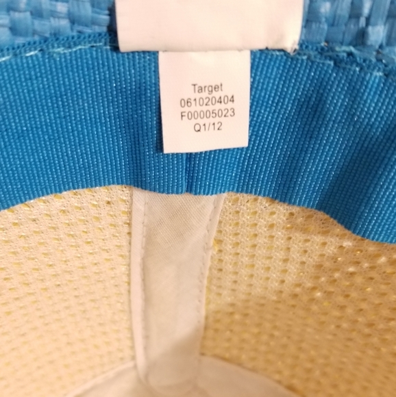 Tan & Turquoise Woven Paper & Grosgrain Ribbon Hat - Picture 8 of 10